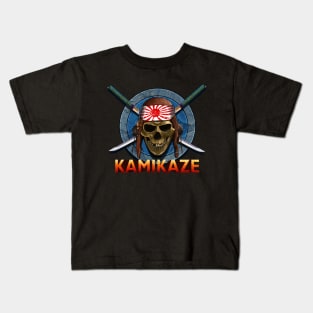 KAMIKAZE FIGHTER PILOT SKULL Kids T-Shirt